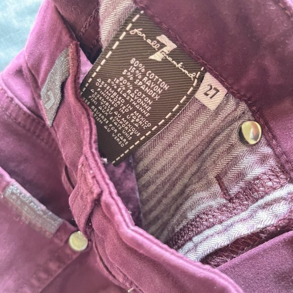 7 For‎ All Mankind Pink Au0353256a Skinny Jeans Maroon Pants Womens Size 27 - Picture 7 of 8